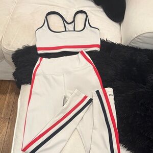 Splits59 White and Red Leggings Set